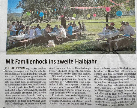Bericht Familienhock, Die Botschaft, August 2025