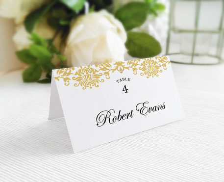 Gold Wedding Name Place Cards