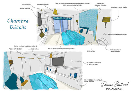 Decoration D Une Chambre D Hotel Azur Et Or Danae Balland Decoration