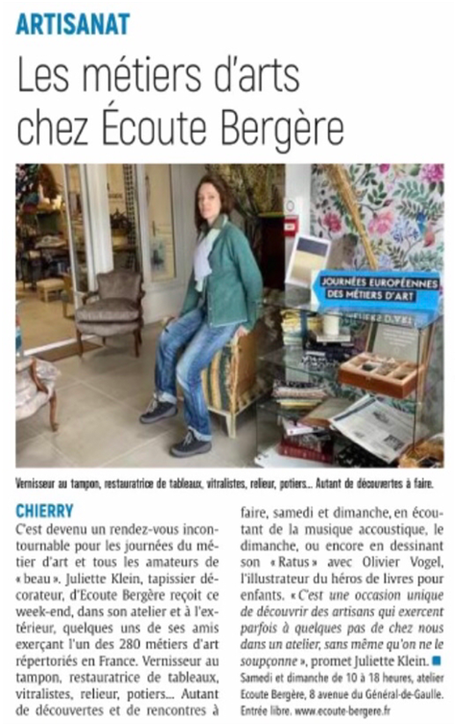 Photo & article Les JEMA à l'atelier de Chierry - Article de l'Union 7/04/2024