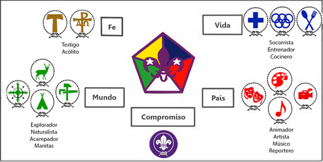 Esquema de los cinco retos y sus especialidades