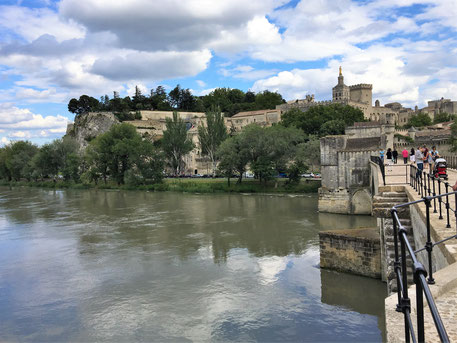 ponte di Avignone, ponte in pietra sul fiume con sfondo il castello dei Papi