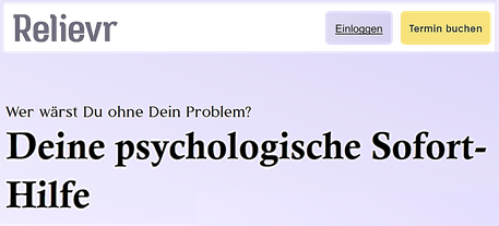 Startseite zum Portal von Relievr (Screenshot) 