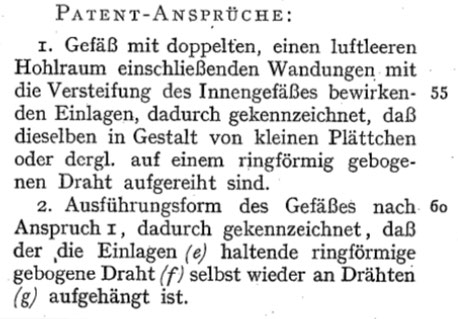 Auszug aus seinem Patent von 1903- seine Patentansprüche