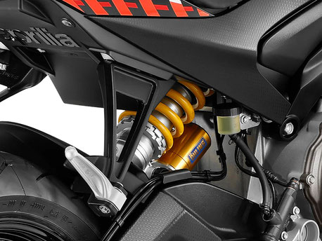 Aprilia Tuono 660 Factory - Detailansicht Öhlins Federung hinten