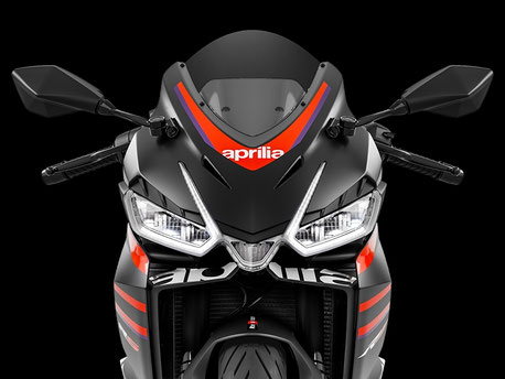 Aprilia RS 457 - Frontansicht - LED Scheinwerfer mit Verkleidung und Lenker