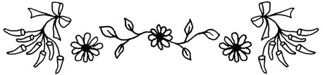 Black and white drawing of some flowers and peppers for the jolly illustrator