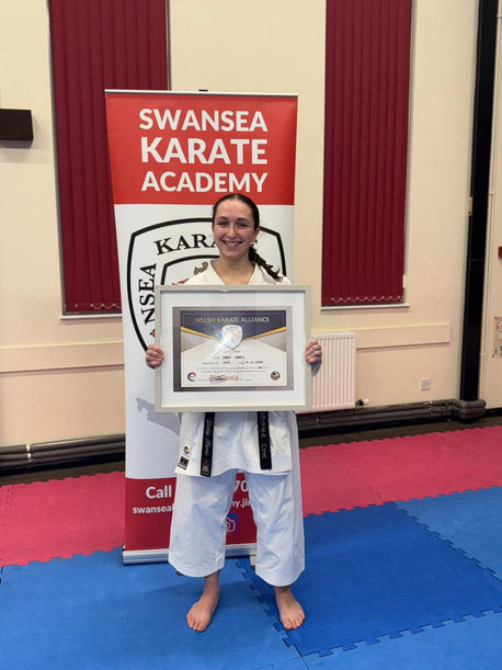 Junior Instructor : Gabby Harris 4th Dan  Gabby has been with us since we started in 2015 and has trained extremely hard, she is now one of our most valued members of the club. She has competed and medalled at local, regional, national and international l