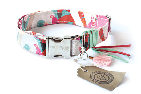 Hundehalsband Halsband Baumwolle Flamingo rosa Occitanie Frimousse Dog