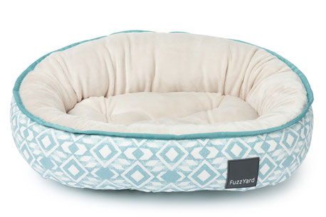 Hundebett Wendebett modern Ethnomuster oval blau tuerkies pluesch 