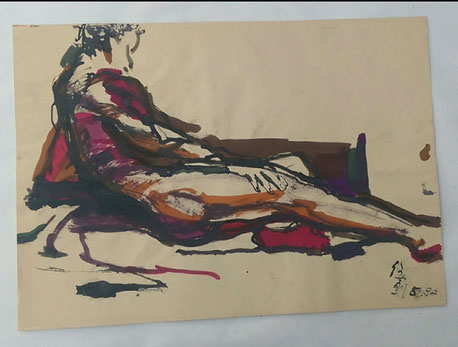 Alone by Ji Xu (1963-2014) 60x40cm ink and colours on paper 1992)  price: 1,200.00€