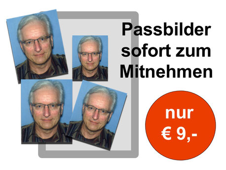 Für Personalausweis, Reisepass oder Visum: Nehmen Sie Ihre Passbilder sofort mit.