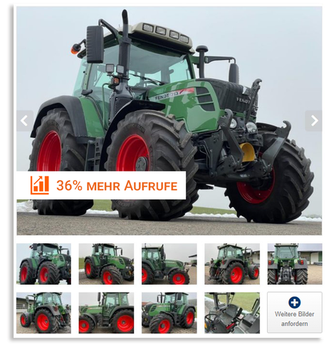Inserate mit mehreren und hochwertigen Bildern erhalten 36% mehr Aufrufe. traktorpool.de