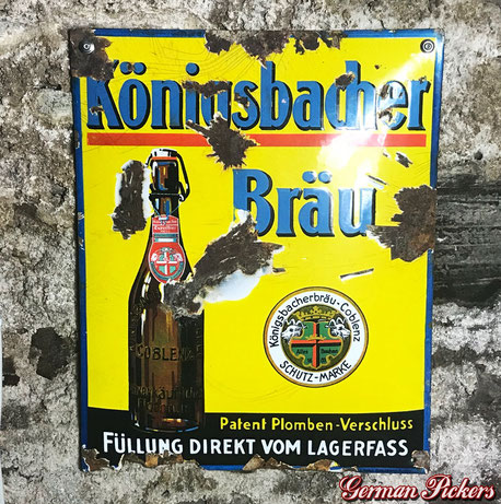 Königsbacher Bräu - Emailschild  Deutschland um 1920  Boos & Hahn Ortenberg-Baden, 45 x 55 cm 