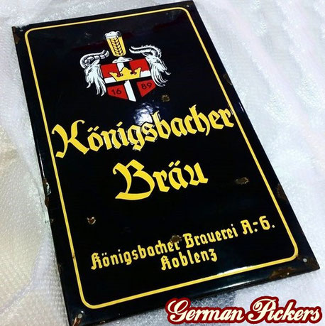 Königsbacher Bräu Koblenz  - Emailschild  Deutschland um 1930  C. Robert Dold Offenburg, 50 x 70 cm 