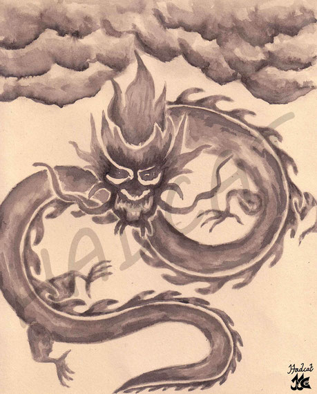 Hadcat fantasy chinese ink dragon