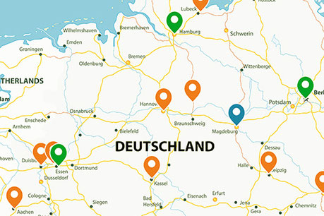 Landkarte mit Behandlungszentren