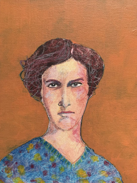 Gritli, Acryl, Fabstifte und Farbstifte, 18x 24 cm