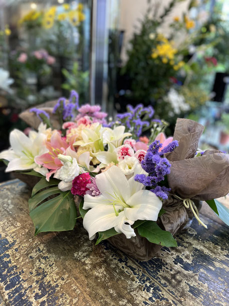 お悔やみの花 御供アレンジメント 名東区 花木香 名古屋市名東区の花屋