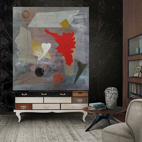 Rosso relativo "Relative red" 188x170 cm. mixed media on canvas - Exhibition in Liverpool at Riba North (National Architecture Center) from August 20th to 26th with the Amedeo Modigliani Foundation and the Moovartist project 