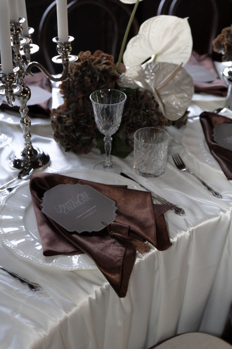 Satin Servietten mieten chocolate brown