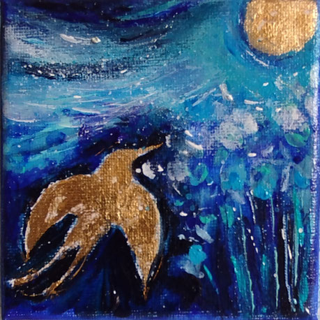 Elisabeth Augendre artiste peintre en Ariège acrylique impressionnisme les oiseaux de soleil 22