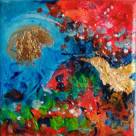 Elisabeth Augendre artiste peintre en Ariège acrylique impressionnisme les oiseaux de soleil 18