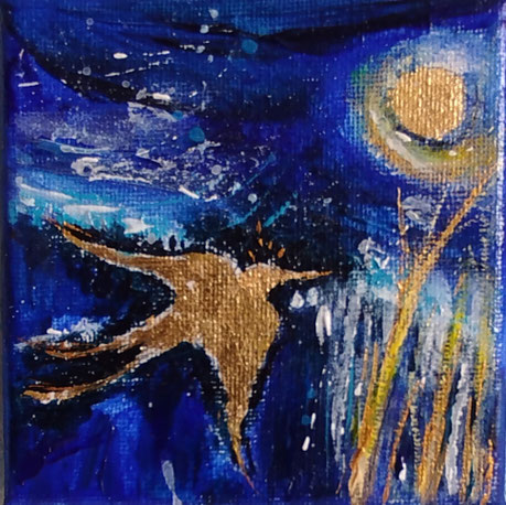 Elisabeth Augendre artiste peintre en Ariège acrylique impressionnisme les oiseaux de soleil 23