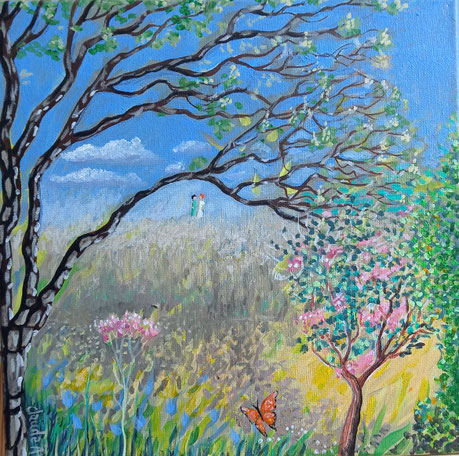 "Fin avril". Acrylique sur toile. 30 X 30 cm. Disponible. 140€.