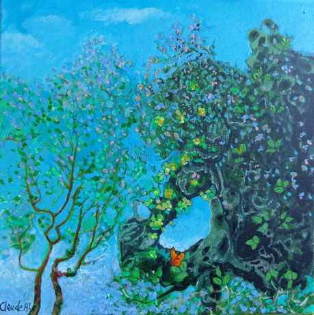 "Avril"Acrylique sur toile. 30 x 30 cm. Disponible. 140€.