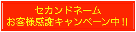セカンドネームお客様感謝キャンペーン中‼︎