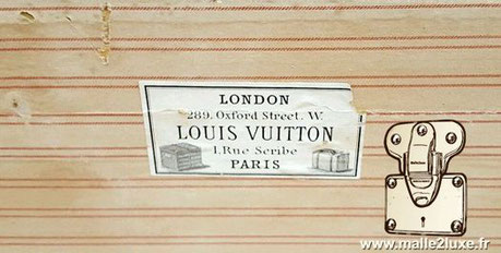 Etiquette ancienne Louis Vuitton rue du scribe vintage malle London 289, Oxford street W Louis Vuitton 1, Rue du scribe Paris