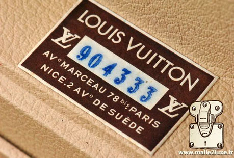 Etiquette malle et valise Louis Vuitton : Avenue marteau 78 bis Paris Nice 2 avenue de suède