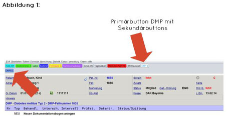 abasoft EVA Praxissoftware Direktaufruf DMP-Bogen