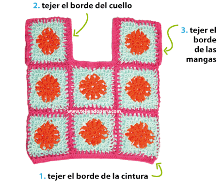 Cómo tejer una blusa con granny cuadrados tejidos a crochet