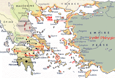 Grèce antique au V° siècle av. J.-C. - Cliquer pour agrandir