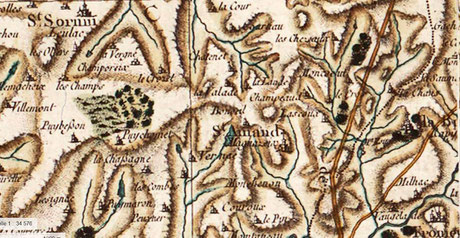 carte de cassini du XVIIIe siècle représentant Saint-Amand-Magnazeix