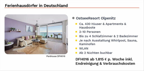 Ostseeresort Olpenitz Apartemenent & Hausboote bis zu 10 Personen, ab 1.815 € /Wo. buchen...