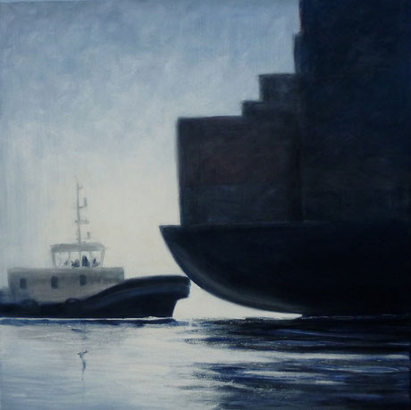 David and Goliath oil on canvas 140 x 140 cm Winner of 2014 MTSV Maritime Art Award