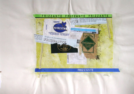 Collage mit italienischen Papierfetzen