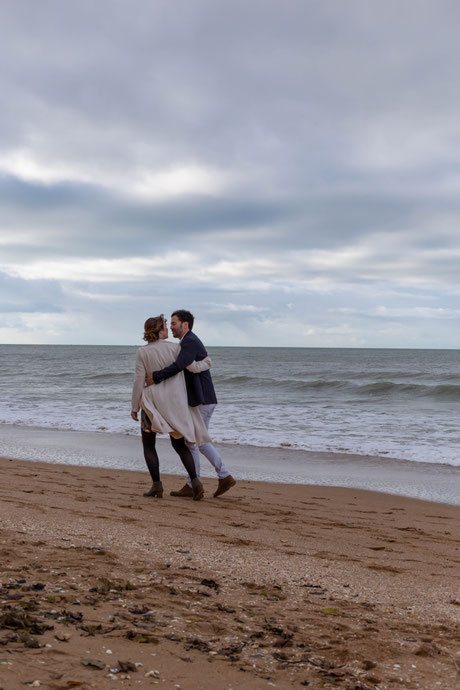séance photo couple pré mariage plage houlgate normandie photographe