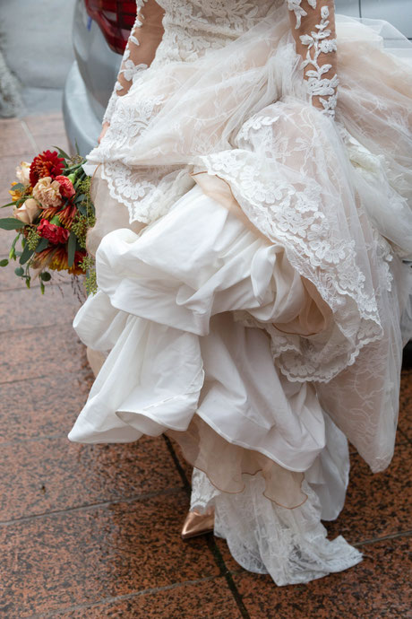 photo mariage Houlgate photographe Normandie mariée robe Pronuptia bouquet fleurs mariage haut de gamme élégant romantique bohème chic