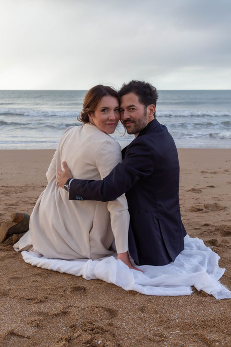 séance photo couple pré mariage plage houlgate normandie photographe