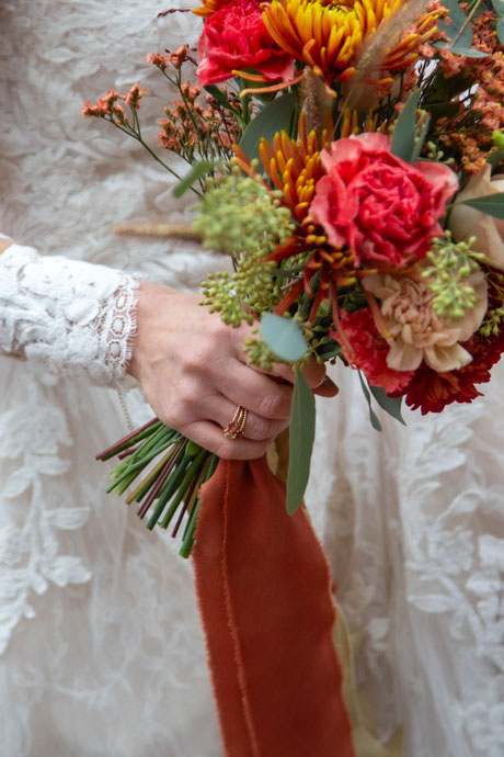 photo mariage Houlgate photographe Normandie mariée robe Pronuptia bouquet fleurs mariage haut de gamme élégant romantique bohème chic