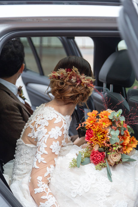 photo mariage Houlgate photographe Normandie mariée robe Pronuptia bouquet fleurs mariage haut de gamme élégant romantique bohème chic
