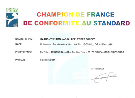 Titre Championne de France - 2011