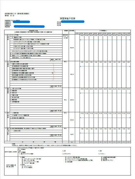 実習実施予定表