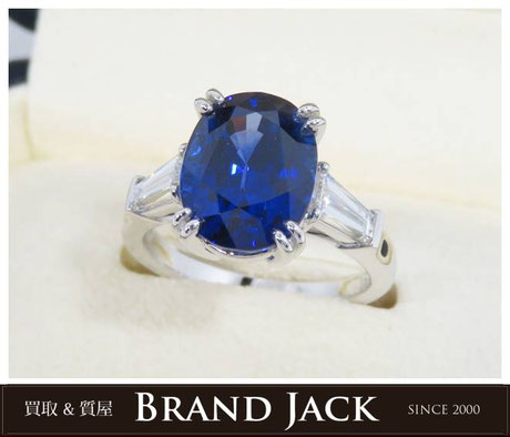 タサキ TASAKI サファイアリング 6.51ct FD0.96ct Pt900 田崎