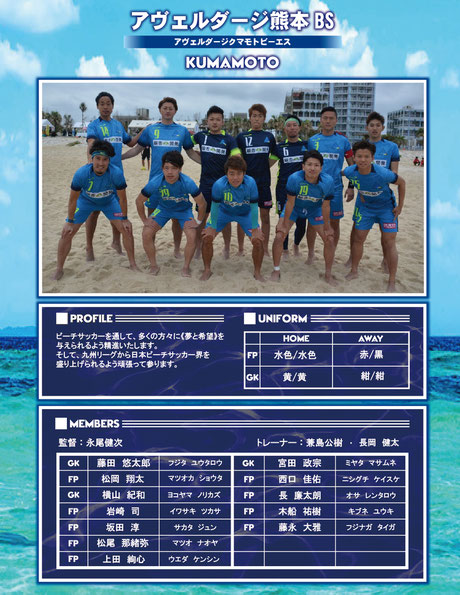 チーム紹介 九州ビーチサッカーリーグ 公式hp チーム紹介 九州ビーチサッカーリーグ 公式hp