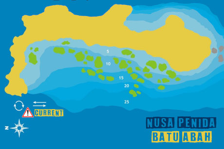 Nusa Penida Batu Abah diving site map